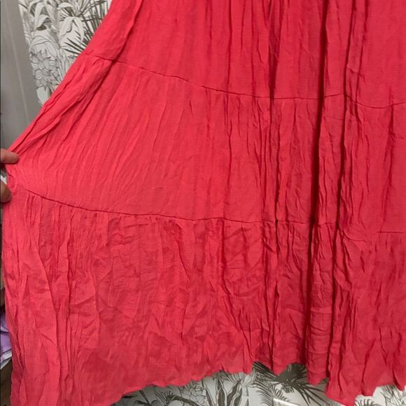 Fashion Nova S Red Cherry Tiered Long Maxi Skirt - Picture 3 of 4